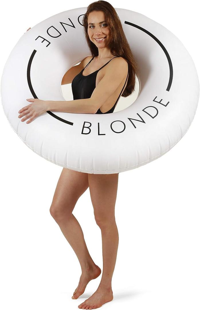 Loteli Swim Ring Float - Minimal Aesthetic Inflatable Swim Ring | Classic Prop for Party, Photo Shoot, Summer Fun & Relaxation | Durable & Easy to Inflate (1 Pack, Blonde)