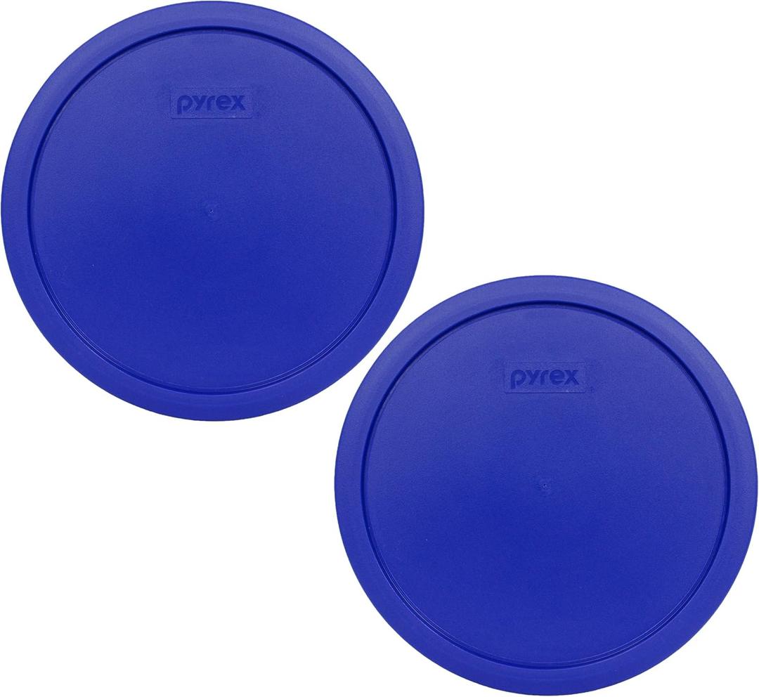 Pyrex 7403-PC 10-Cup Cadet Blue Sculpted Mixing Bowl Replacement Food Storage Lid (2-Pack) - Made in USA
