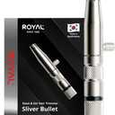 ROYAL [Made in Korea] Premium Manual Nose Hair Trimmer for Men Silver Bullet, Battery-Free, Stainless Steel Rotary Blade Grooming Tool, Waterproof, Safe & Painless with Patented Mechanism, ET-3