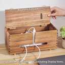 SARUFO Acacia Wood Cable Management Box - Wooden Cord Hider with 4 Metal Feet, Organizer for Desk & Floor, Power Strip TV Wire Concealer, Under Desk Storage for Office, Home Electrical Cables