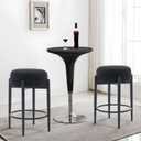 COLAMY Modern Bar Stools Set of 2, 24" Counter Height Stools with Backless Round Soft Padded Seat and Metal Mid-Century Base, Black