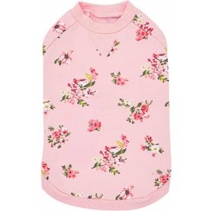 Blueberry Pet 2023 New Spring Scent Inspired Rose Flower Crew-Neck Pullover Dog Sweatshirt in Baby Pink, Back Length 20", Pack of 1 Clothes for Dogs