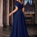 VOUIAO Women's Plus Size Wedding Guest Summer Maxi Elegant Sequin Bridesmaid Dresses A line Long Evening Party Cocktail Gown Navy Blue 5XL