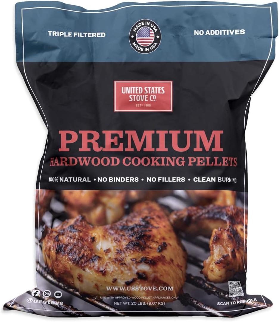 US Stove Bourbon Flavor Cooking Pellets, 20 lb. Bag, (No BBD)