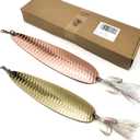 Magnum Flutter Spoon Jigging Lures, 7.5 Inch Large Hard Metal Trolling Casting Striper Sinking Fishing Spoon Baits for Striped Bass, Salmon, Walleye, Saltwater, Freshwater, Deep Sea Fishing
