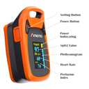 Fingertip Pulse Oximeter with Plethysmograph and Perfusion Index, include carrying case, Large OLED Digital Display Blood Oxygen Saturation Monitor Heart Rate Monitor (Color: Red-Orange)