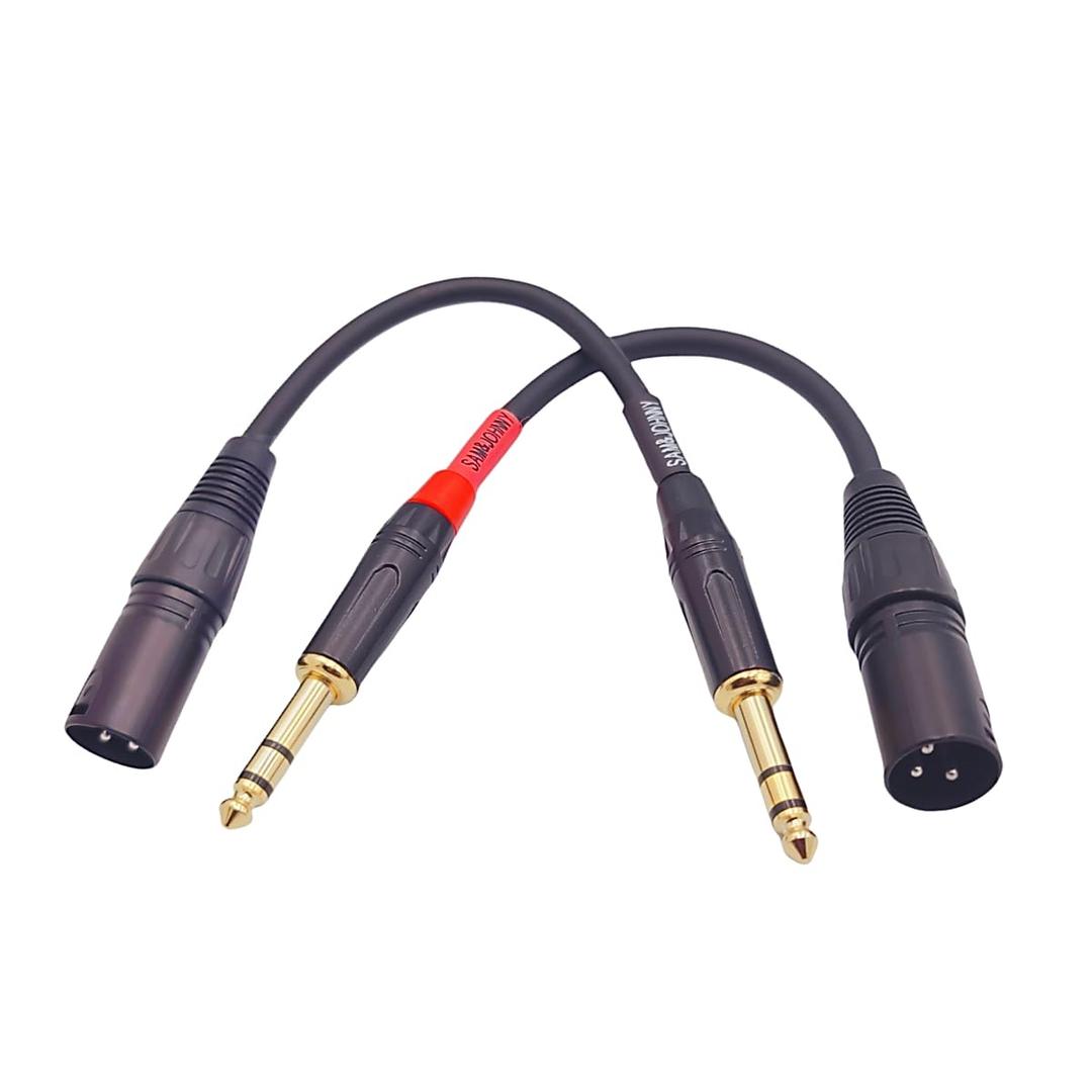 Sam&Johnny 1/4 TRS to XLR Male Cable 2-Pack - Professional Studio Microphone Audio Cable 6 Inch 20AWG Gold Plated