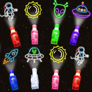 24PCS Party Favors LED Finger Lights, Glow in the Dark Light Up Toys Gifts Bulk for Kids Boy Girl Birthday Goodie Bags Stuffers Party Decorations Back to School Party Classroom Prizes (space)
