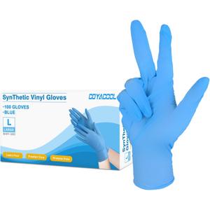 Disposable Gloves Large, Nitrile and Vinyl Blend Material Gloves, Latex Free, 4 Mil,100 Pc. - Food Grade Glove for Cleaning, Food Prep,Hair Dye,Tattoo, Blue