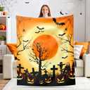 Halloween Blanket, Pumpkin Halloween Throw Blanket, Soft Cozy Flannel Fall Spooky Blankets for Party Couch Sofa Bed Home, Ideal Gifts for Kids Adults Family (Yellow, 60x80 inch)