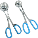 1.38"+ 1.89" Meatball Maker, 2Pcs None-stick Meatball Scoop Ball Maker, Stainless Steel Meat Baller Tongs, Cake Pop, Cookie Dough Scoop for Kitchen (Blue)