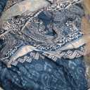 Cottolester Boho Comforter Set California King Size,8 Pieces Navy Blue Bohemian Striped Bed in a Bag,Paisley Soft Microfiber Bedding Comforter Set
