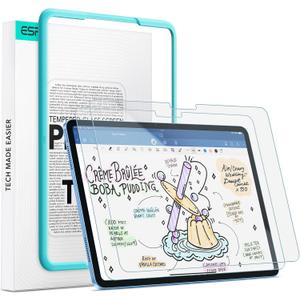 ESR 2 Pack Paper-Feel Screen Protectors for iPad A16 11th/10th Generation (11 Inch/10.9, 2025/2022), Write and Draw Like on Paper, 9H Tempered Glass, Matte Writing Film with Alignment Frame,Anti-Glare