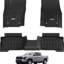 3W Floor Mats for Toyota Tacoma 2024 2025 2026 Double Cab(Not Fit Hybrid & XtraCab), TPE All Weather Custom Fit Floor Liner for Tacoma TRD/SR/SR5/limited Car Liners(Automatic Transmission)