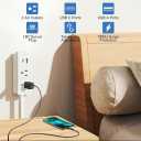 Outlet Extender Features Outlet for Hard-to-Reach Spaces, Extending 21''-27'', 2 AC Outlets, USB-C Ports, USB-A Ports.Suitable for Placement Behind Bedside Tables, desks, Sofas, etc.