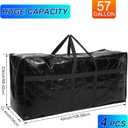 Windyun 4 Pack 57 Gallon Extra Large Moving Bags XXL Heavy Duty Storage Bag with Strong Zipper Handle Jumbo Big Tote Box Foldable for College Dorm Travel Clothes Duffle Blanket Pillow(Black)
