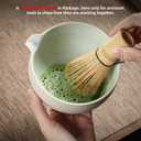 TEANAGOO Matcha Bowl with Spout, 2-PCS Ceramic Matcha Bowl and Whisk Holder (Chawan), 18 OZ/510ML White Bowl with Stand, Green Tea Traditional Ceremonial Accessories, Gift Set for Friend, Matcha Set