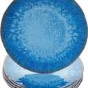 Melamine Dinner Plate Plastic Bread Butter Plates Set of 6 Pcs 11 inch Lightweight Shatter Proof Chip Resistant Dishwasher Safe Not Microware Not Oven(Light Blue)