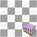 qqpp EVA Rubber 18 Tiles Interlocking Puzzle Foam Floor Mats - Baby Play Mat for Playing | Exercise Mat for Home Workout. White, Gray. QC-ALb18N