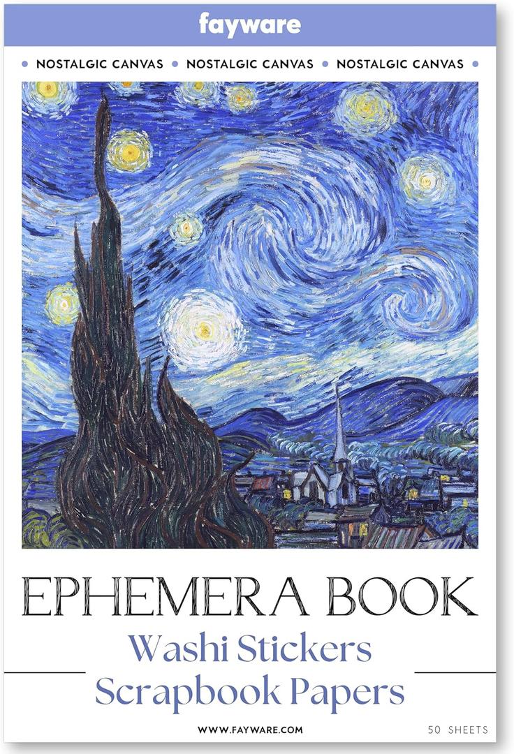 Vintage Journaling Supplies for Junk Journal - 487 Scrapbooking Stickers & 20 Ephemera Papers Washi Stickers with Art Famous Paintings (Nostalgic Canvas)