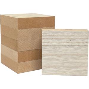 6 Pack Thick Wooden Blocks Unfinished MDF Wood Squares for Crafts Memorial Sign(4x4x1 in)