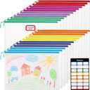 24pcs Mesh Zipper Pouch File Bags Puzzle Storage Bags, A4 13x9 Inches Large Reusable Zipper Pouches for Organizing Classroom Board Game Organization (Colorful)