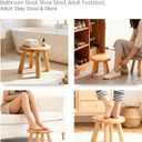 Small Solid Wood Stool, 10" Round Wooden Step Stool for Kids & Adults, Sturdy Plant Stand, Low Sitting Stool for Bathroom, Bedroom & Nursery, Easy Tool-Free Assembly, Natural (1 Pack)