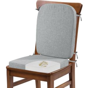 HOMBYS Kitchen Chair Back Cushion & Seat Cushion, Dining Room Chair Cushions,Seat Cushions for Kitchen Chairs,High Density Foam Seat Pad & Backrest,Chair Pads for Dinning Chair with Elastic Bands,grey
