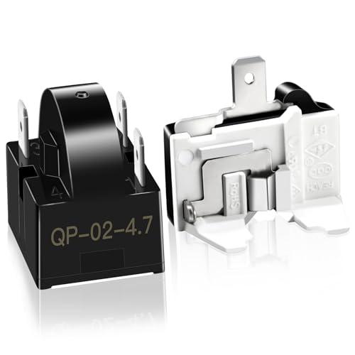 Refrigerator Starter Relay Set, 3 Pin 4.7 Ohm PTC Fridge Compressor Starter with 1/2HP Refrigerator Overload Protector Kit Universal Coolers Replacement Parts Accessories for Freezer Wine Cooler