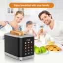 Touch screen Toaster 2 Slice Digital Timer Toasters with 6 Bread Types & 6 Shade Settings, Smart Extra Wide Slots Toaster with Bagel Defrost Reheat Cancel Function