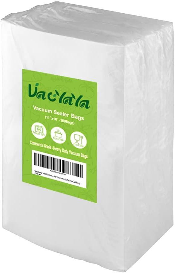 100 Gallon Szie 11 x 16 Inch Freezer Food Vacuum Sealer Storage Bags Size,Vac Seal a Meal Bags with BPA Free and Heavy Duty Sous Vide Vaccume Safe PreCut Bag