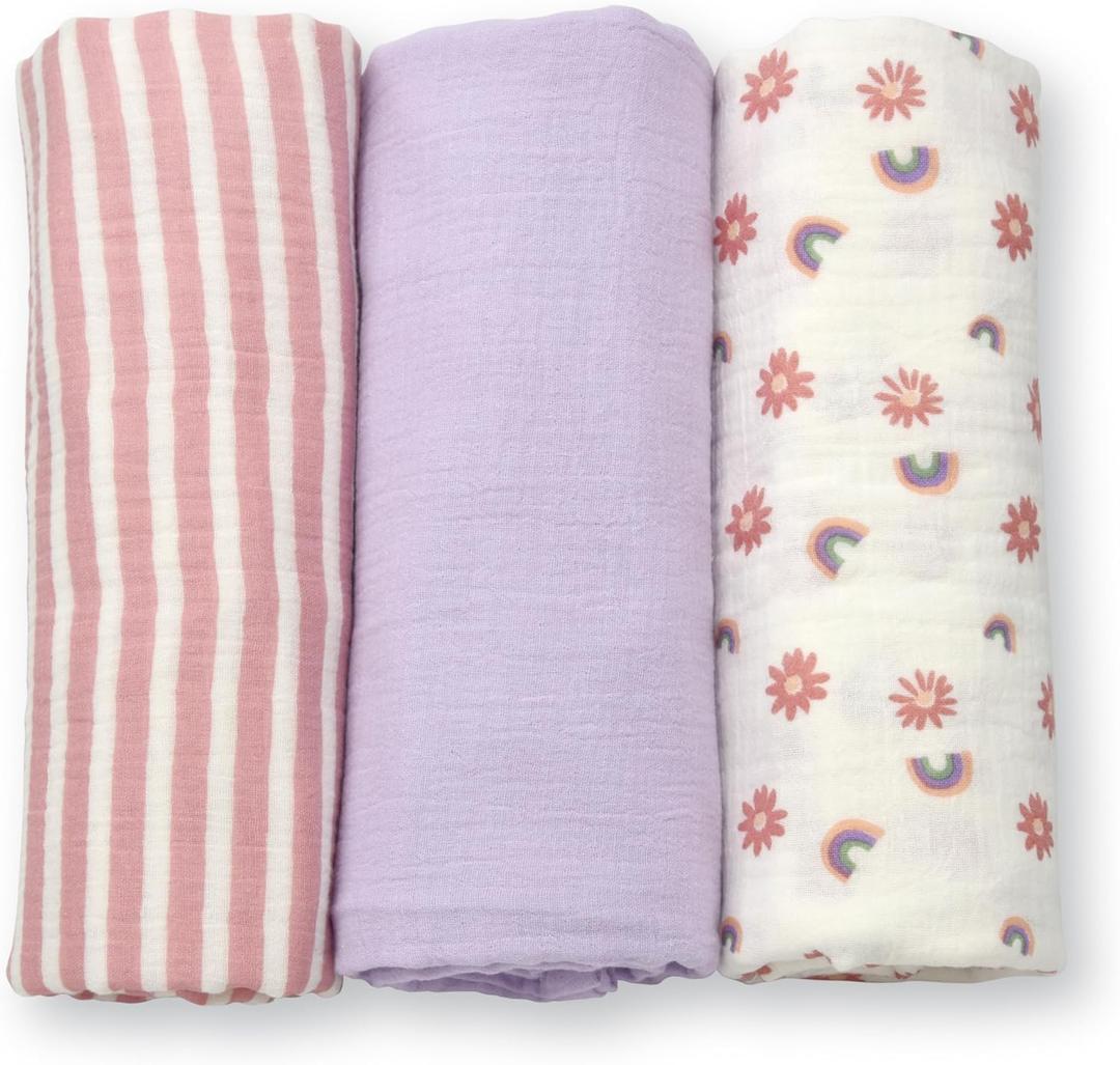 Fruit of the Loom Layette Collection - Layette Set for Baby Boy, Girl & Unisex (One Size, Rainbow Swaddles)