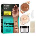 Tattoo Cover Up Makeup Waterproof, 2 Colors Professional Body Concealer Set, Long Lasting and Invisible Body Makeup Suitable for Vitiligo, Dark Spots, Scars