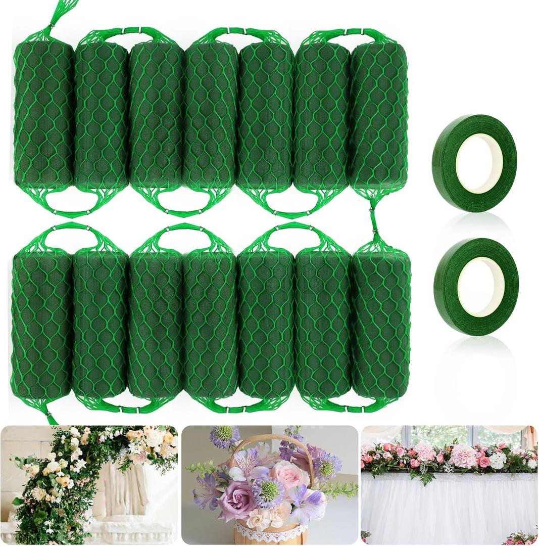 14 Pcs Floral Foam Garland 9.2ft Flower Sponge Blocks Kit, Absorption Flower Holder Arch Door Tabletop Flower Arrangement Material Floral Craft Wet Foam Blocks for Home Wedding Holiday Decoration