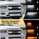 OKLSG LED Grille Light Bars for 2019-2024 Dodge Ram 1500 Laramie Raptor Bumper Marker Lights with Sequential DRL and Turn Signals (Style with Stars)