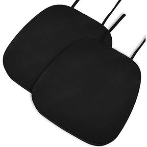 baibu 14In Metal Chair Cushion with Ties, Set of 2 Non-Slip Metal Dining Chair Pads Kitchen Seat Cushions with Machine Washable Cover, 14x14x1.5in, Black