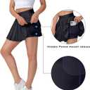 Mini Pleated Tennis Skirt for Women: Flowy Skorts for with Shorts Pockets - Athletic Trendy - Golf Pickleball (Black, XXL)