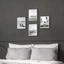 Framed Beach Wall Art Bedroom: Modern Black and White Living Room Tropical Ocean Wave Scene Picture Relaxing Bathroom Coastal Sea Landscape Painting Print 11x14 Vertical Seascape Artwork
