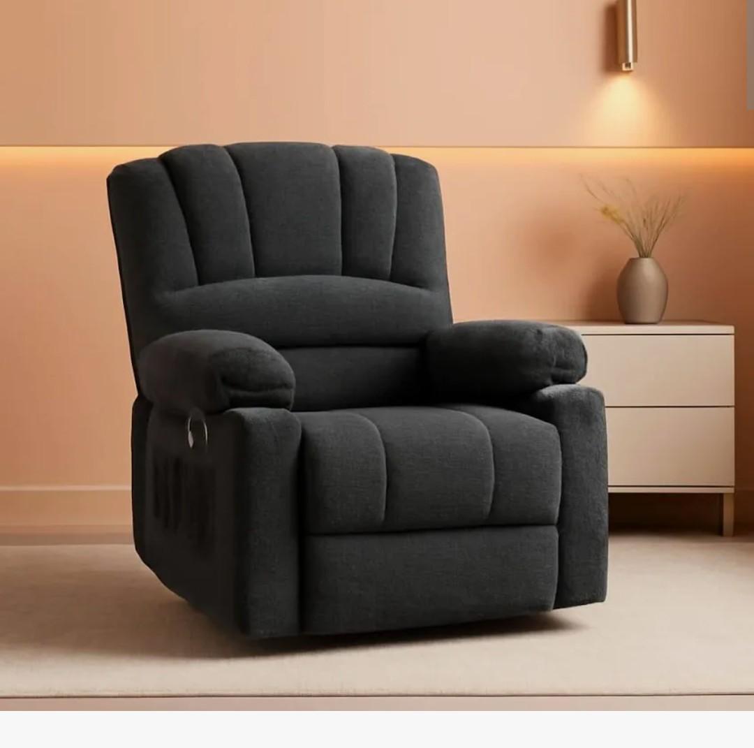 Dark Grey Power Lift Recliner With Massage And USB Charging, Medium-Regular, Reclines Up To 140°, 38.2"D x 41.7"W x 43.7"H