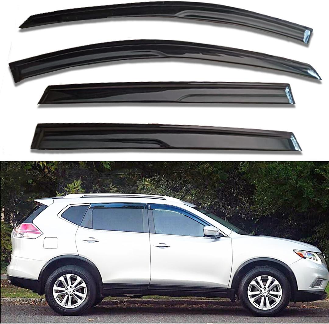 Extra Durable Tape On Window Deflectors Rain Guards for Nissan Rogue 2014-2020,Vent Visor Vent Guard Shade Sun,Exterior Car Accessories,Smoke 94827,4-Pieces Set