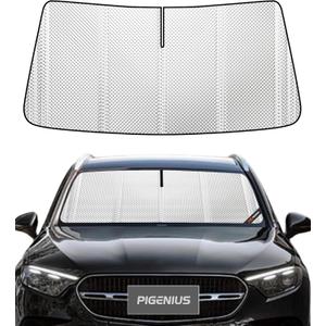 Windshield Sun Shade for Mercedes-Benz GLE/GLS SUV 2020-2025. Full Coverage Rearview Mirror Shade for Ultimate Protection (Shiny Silver (Upgrade))