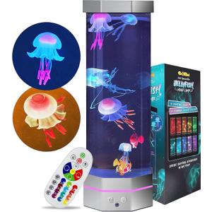 Large Size Jellyfish Aquarium Lamp Fake Fish Jelly Fish Tank Aquarium Lava Lamp Night Light Room Decor,7 Jellyfish&Clownfish,Adult Kids Home Office Room Desk Light