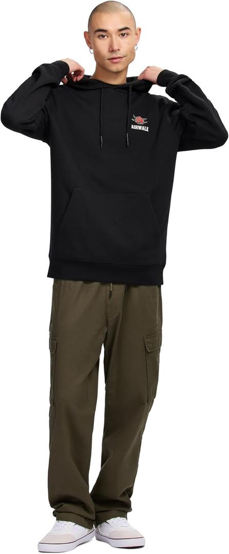 Airwalk mens Fleece Graphic Hoodie, Black, Small