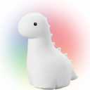 GLOBE Electric 13848 Brontosaurus Multicolor Changing LED Integrated Rechargeable Silicone Night Light, Table Lamp, Tap Light, White, Room Dcor, Home Dcor, Nightstand, Bedside Lamps, LED Lamp