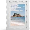 4x6 Picture Frame with Mat for 3.5x5, Wavy Edge Wooden Real Glass Photo Frame for Tabletop and Wall Hanging, White, 1 Pack