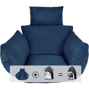 Egg Chair Cushion, Hanging Basket Chair Cushions with Pillow, Soft Outdoor Swing Cushions Replacement with Waterproof Patio Egg Chair Covers (Dark Blue)