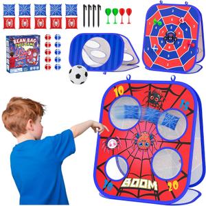 Spider Bean Bag Toss Game, 3-1 Cornhole Board Outdoor Toys for Kids, Family Party Activity Toddler Yard Backyard Beach Lawn Party Camping Game Toys for 3 4 5 6 7 8 Year Old Boys Girls Birthday Gift