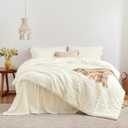 Love's cabin Seersucker Ivory King Size Comforter Set, 7-Piece All Season Lightweight Bed in a Bag Bedding Set with Comforter, Flat Sheet, Fitted Sheet, Pillowcases and Shams