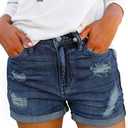 MODARANI Denim Shorts for Women Distressed Jean Shorts Ripped Summer Hot Short (Blue, S)
