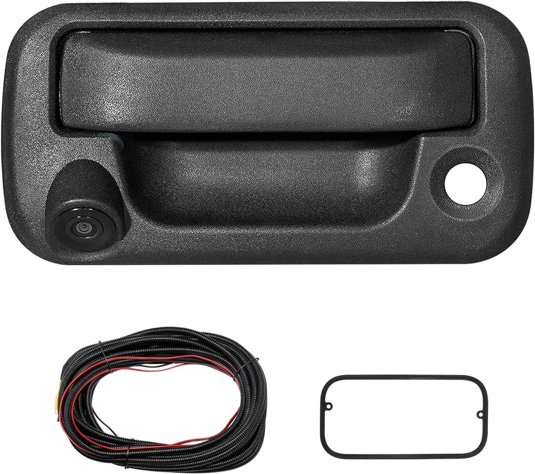 RED WOLF Tailgate Handle W/Reverse Backup Camera Replacement for 2004-2014 Ford F150, 2008-2016 F-250/F-350/F450/F550 Pickup Rear View Parking Camera RCA Connector Wide Angle Optional Guideline